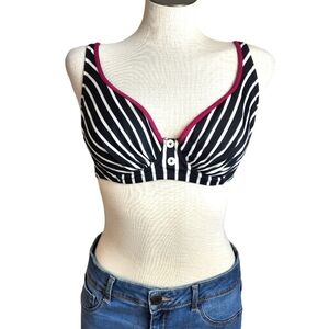 Pour MOI Black &White Stripes Pink Detail Starboard Halter Women's Bra Size 32 D